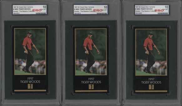 Lot of (5) Tiger Woods 1997 Graded Rookie Cards 